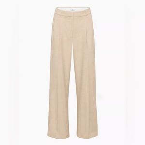 NWT Aritzia Babaton Pleated Pants in Heather Oat Beige